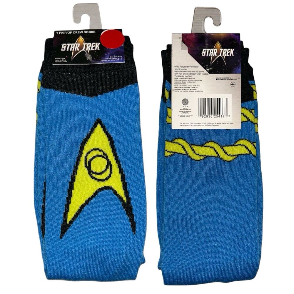 1x Star Trek Novelty Fun Crew Socks  Size 6-12